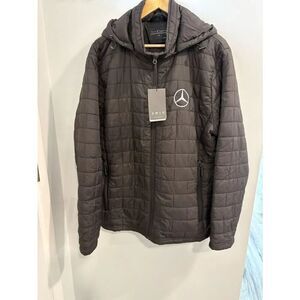 Mercedes Men's Quilted Hooded Puffer Jacket in Black
